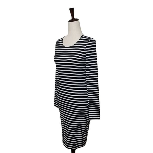 H&M Black And White Striped Long Sleeve Fitted Dress Size S - Picture 2 of 5